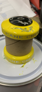 Cane Creek bicycle headstock, with stenciled wording and etched lizard logo.