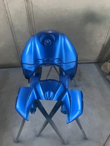 Motorcycle tank and fairings refinished.